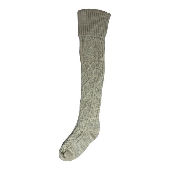 Beige Cable Knit Over The Knee Sock - Picture 1 of 3